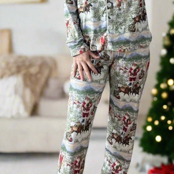Family Cowboy Santa CHRISTMAS Pajamas / WESTERN Snowy Mountains Christmas Family - Picture 2 of 9
